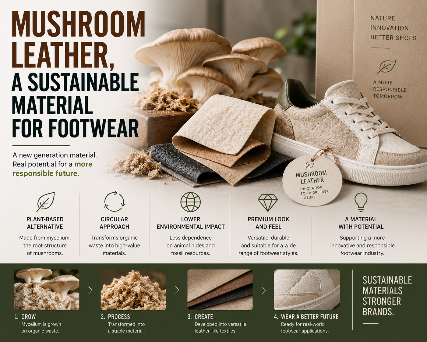 Mushroom Leather, a Sustainable Material for Footwear