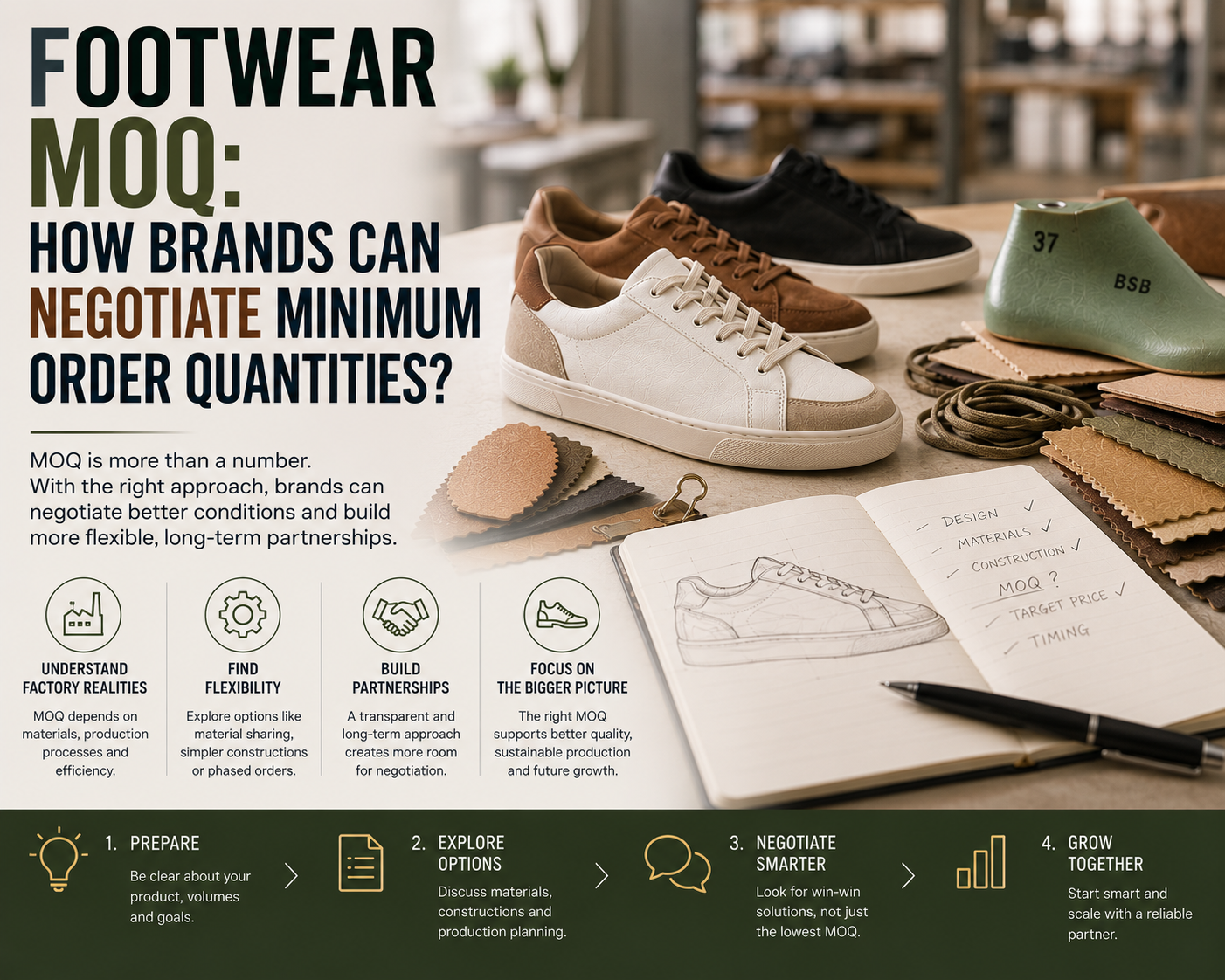 Footwear MOQ: How Brands Can Negotiate Minimum Order Quantities